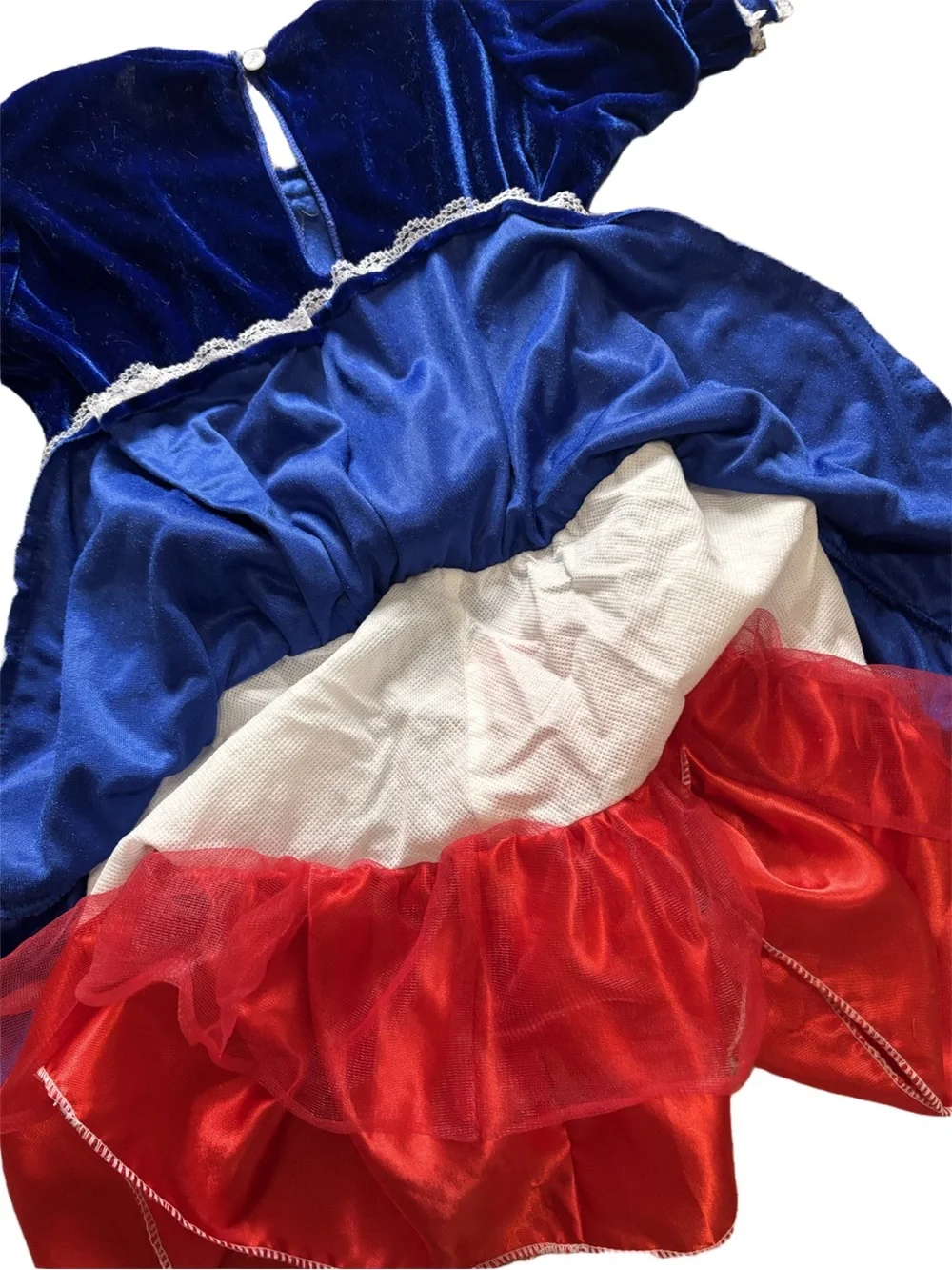 Girls Patriotic Velvet Costume Dress Red White Blue Size 7/8 Medium